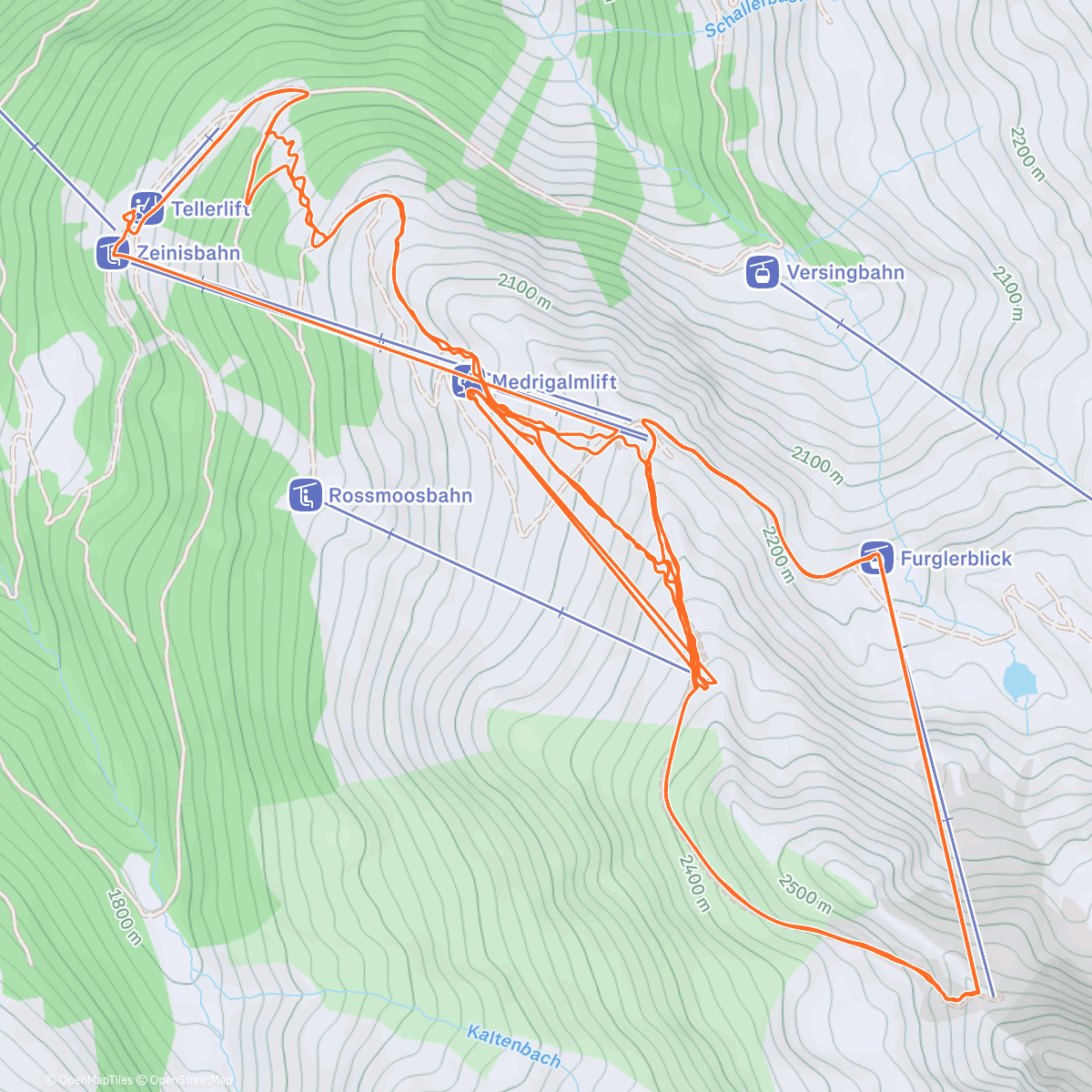 Карта физической активности (Skiabfahrt zur Mittagszeit)