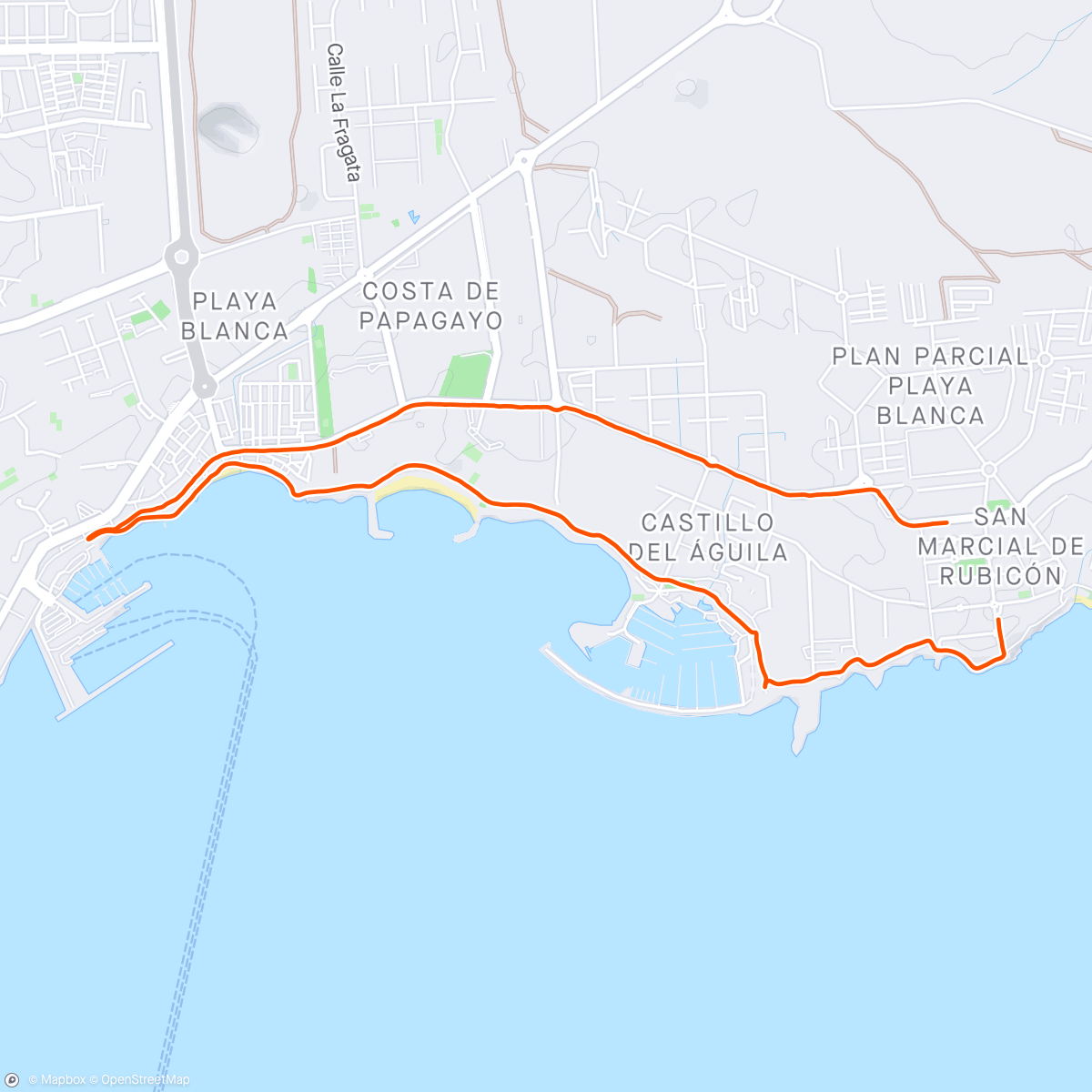 Map of the activity, Lanzaraote morning jog