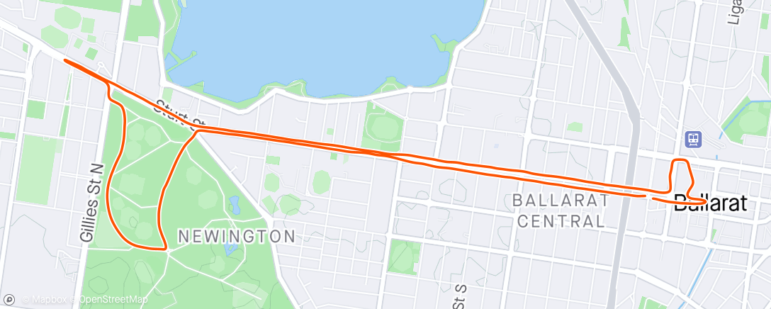 Mapa da atividade, Ballarat marathon event - 10km