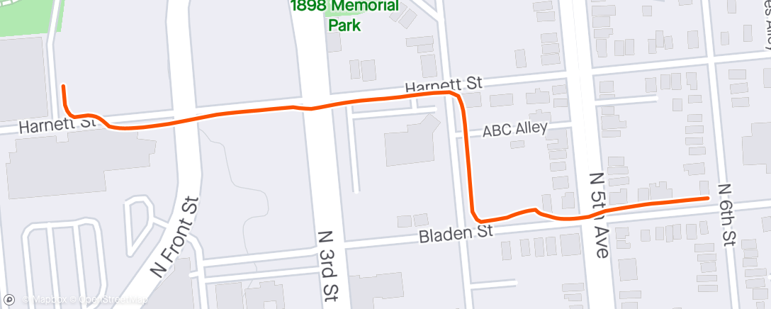 Map of the activity, Morning post run cool down walk