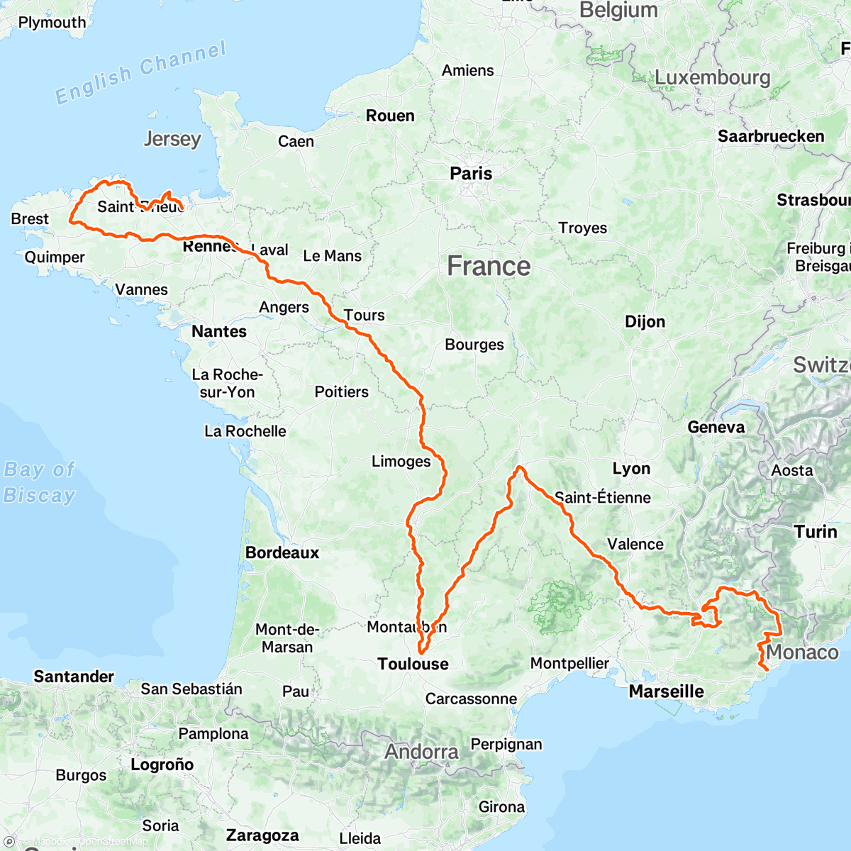Map of the activity, Race Across France 2500 km ! P10 !