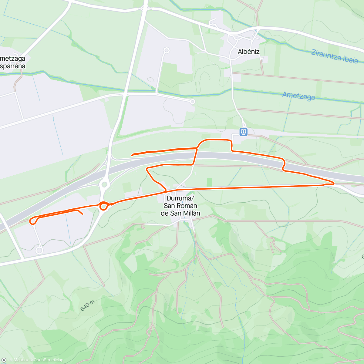 Map of the activity, Run after ride