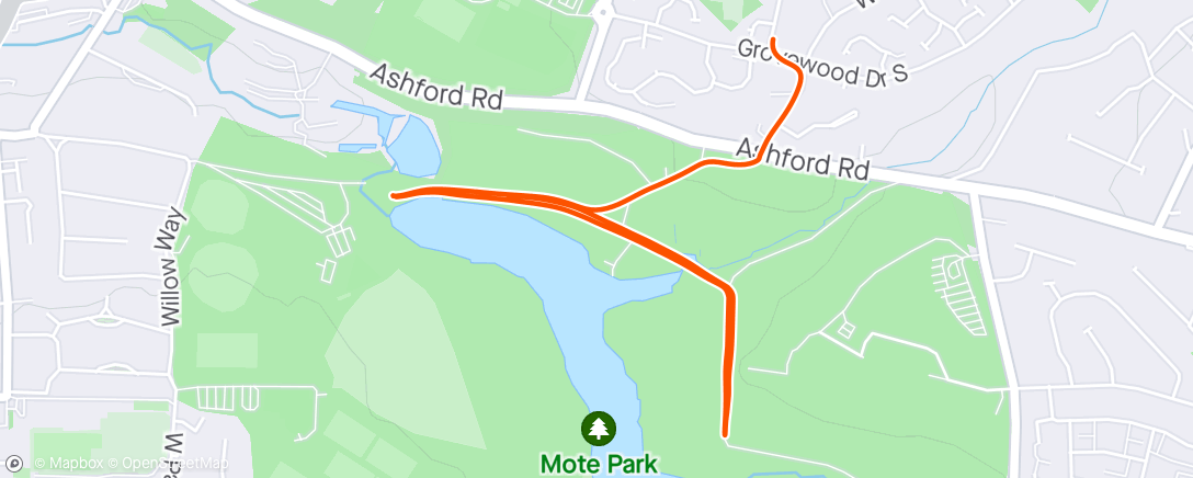 Map of the activity, Little jog to marshal at Park Run