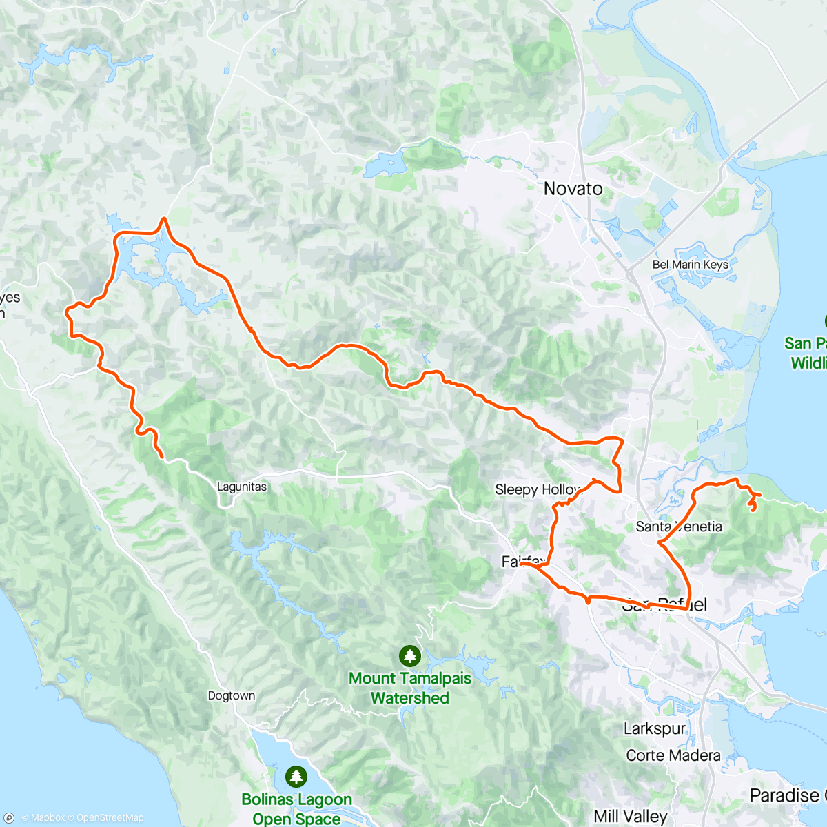 Map of the activity, Bikepacking Marin Day 2/3