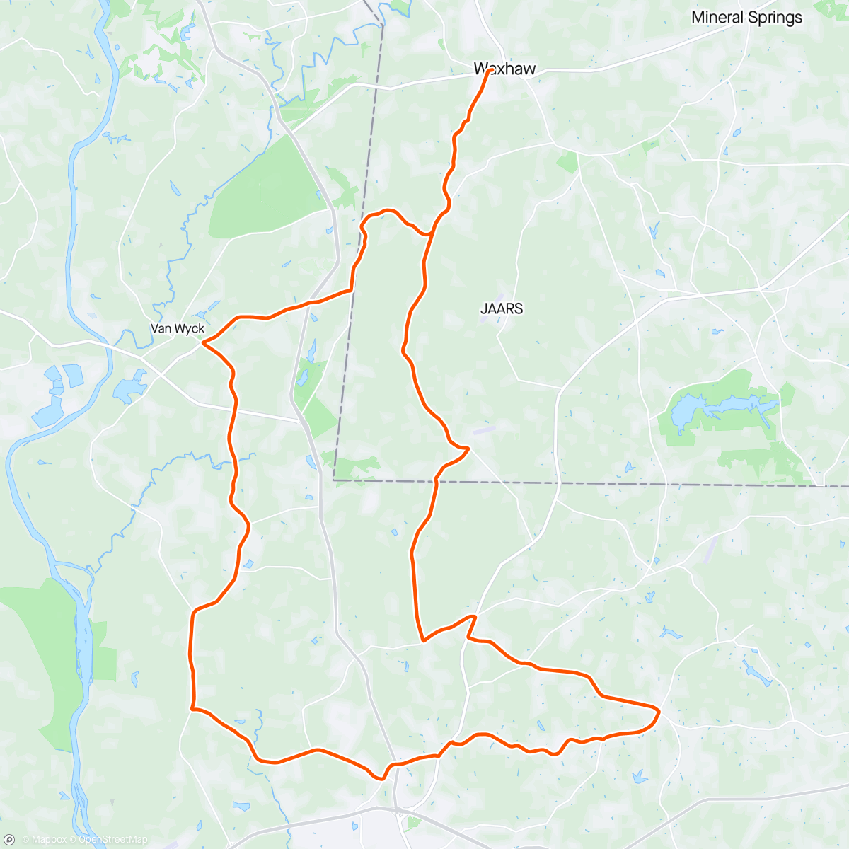 Map of the activity, WXWCycling Thursday Morning Ride