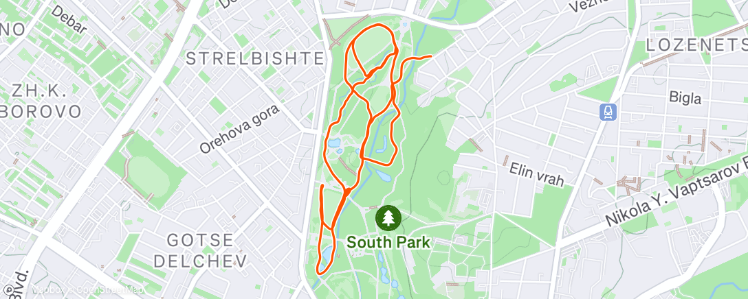 Map of the activity, Pre dinner run avec Beck