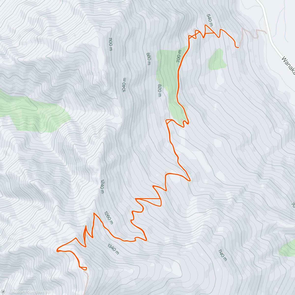 Map of the activity, amanecer en Roys Peak