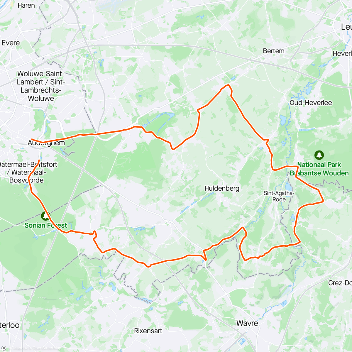 Map of the activity, Offenburg-Neerijse-Leefdaal loop / 56 km