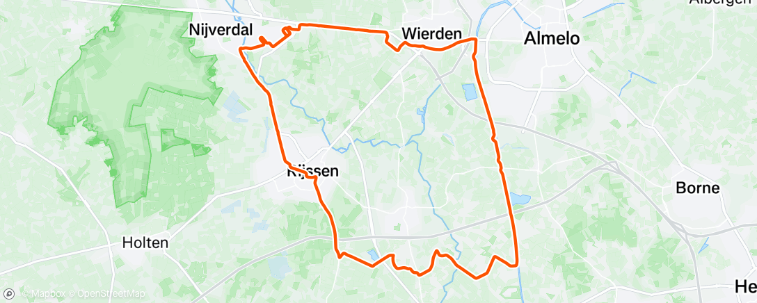 Map of the activity, Avondrit op gravelbike