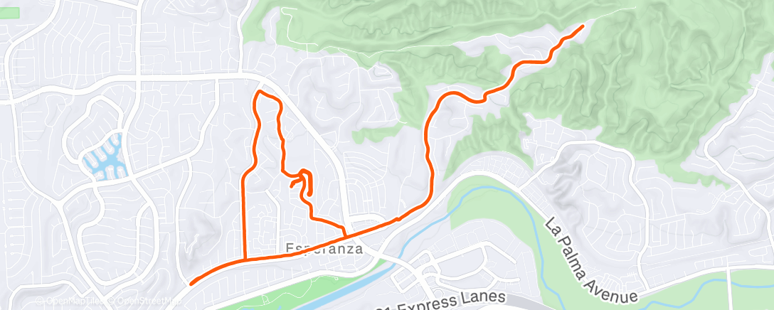 Map of the activity, Afternoon Run