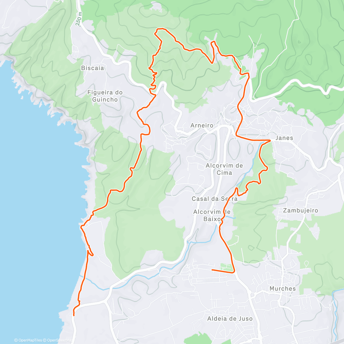 Карта физической активности (Guincho - Abano - towards Peninha - Malveira de Serra - Charneca)