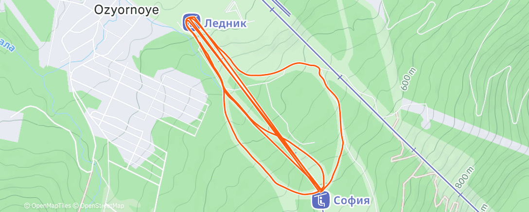 Map of the activity, Заезд на горных лыжах (утро)