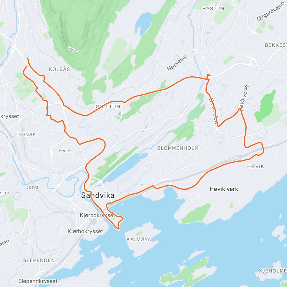 Map of the activity, 16 friske km med fruen