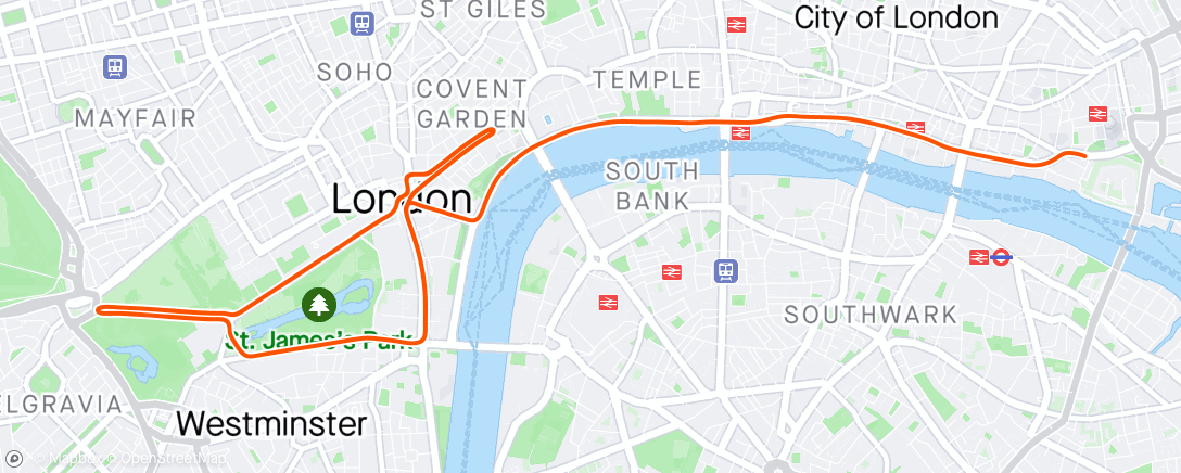 「Zwift - Race: Stage 3: Bag That Badge - London Classique Reverse (D) on Classique Reverse in London」活動的地圖