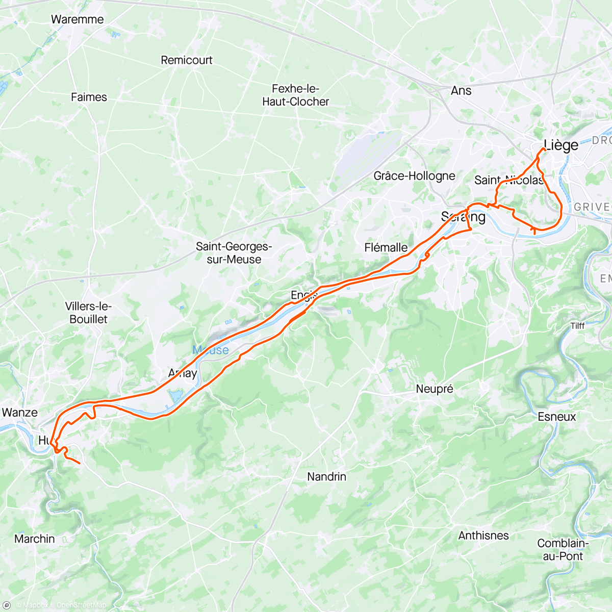Map of the activity, Oppladning til LBL - opp Mur de Huy