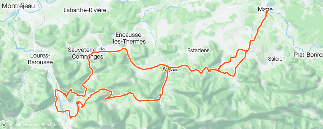 Mapa da atividade, Sortie vélo montagne temps et circuit au top avec un super groupe de cinq.