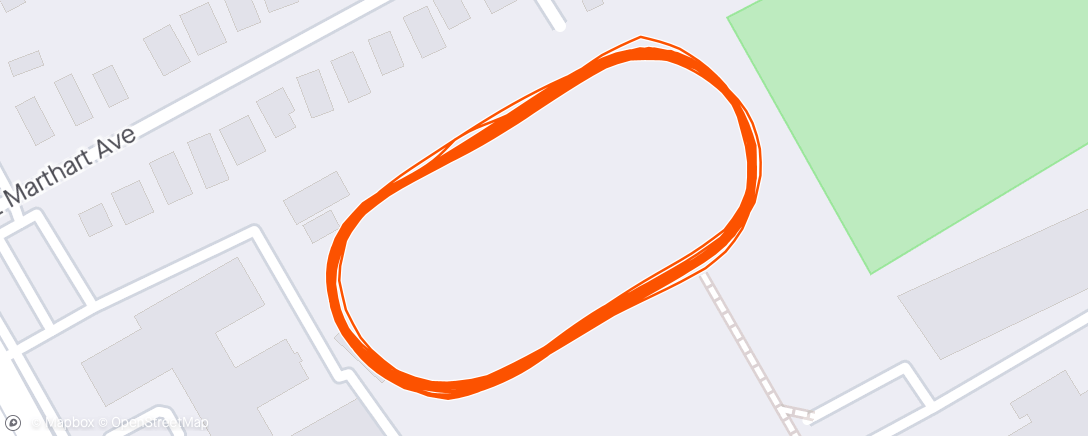 Map of the activity, Morning track- 8x 800m