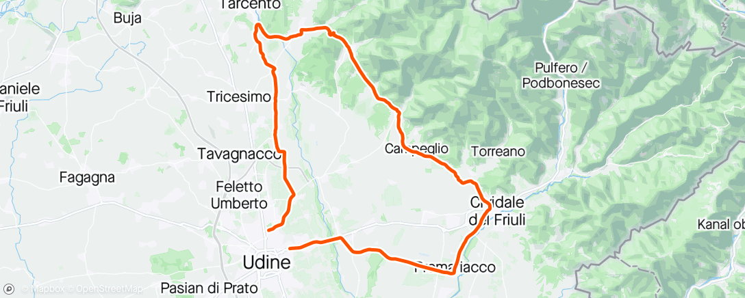Map of the activity, Tarcento - Cividale