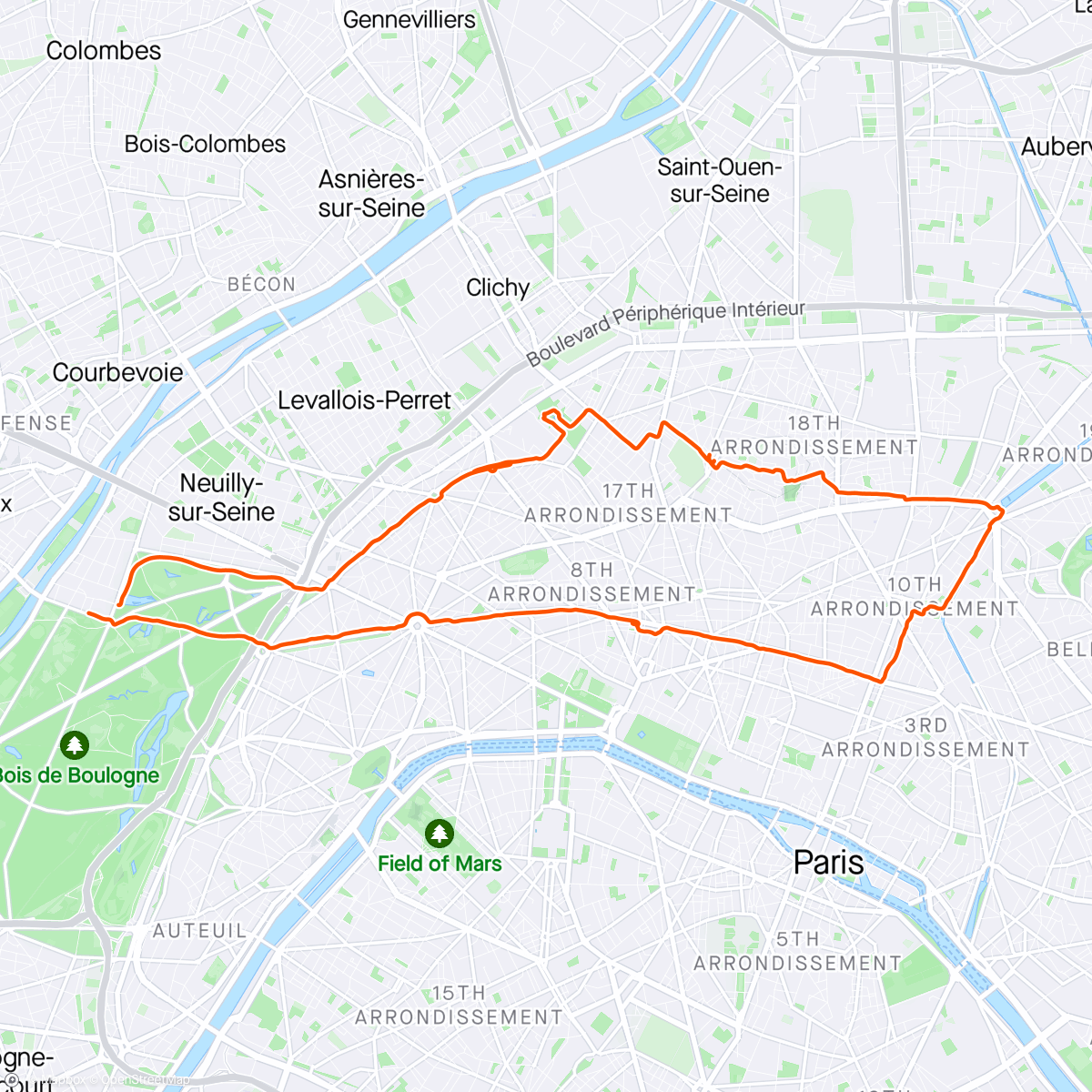Map of the activity, Ballade parisienne