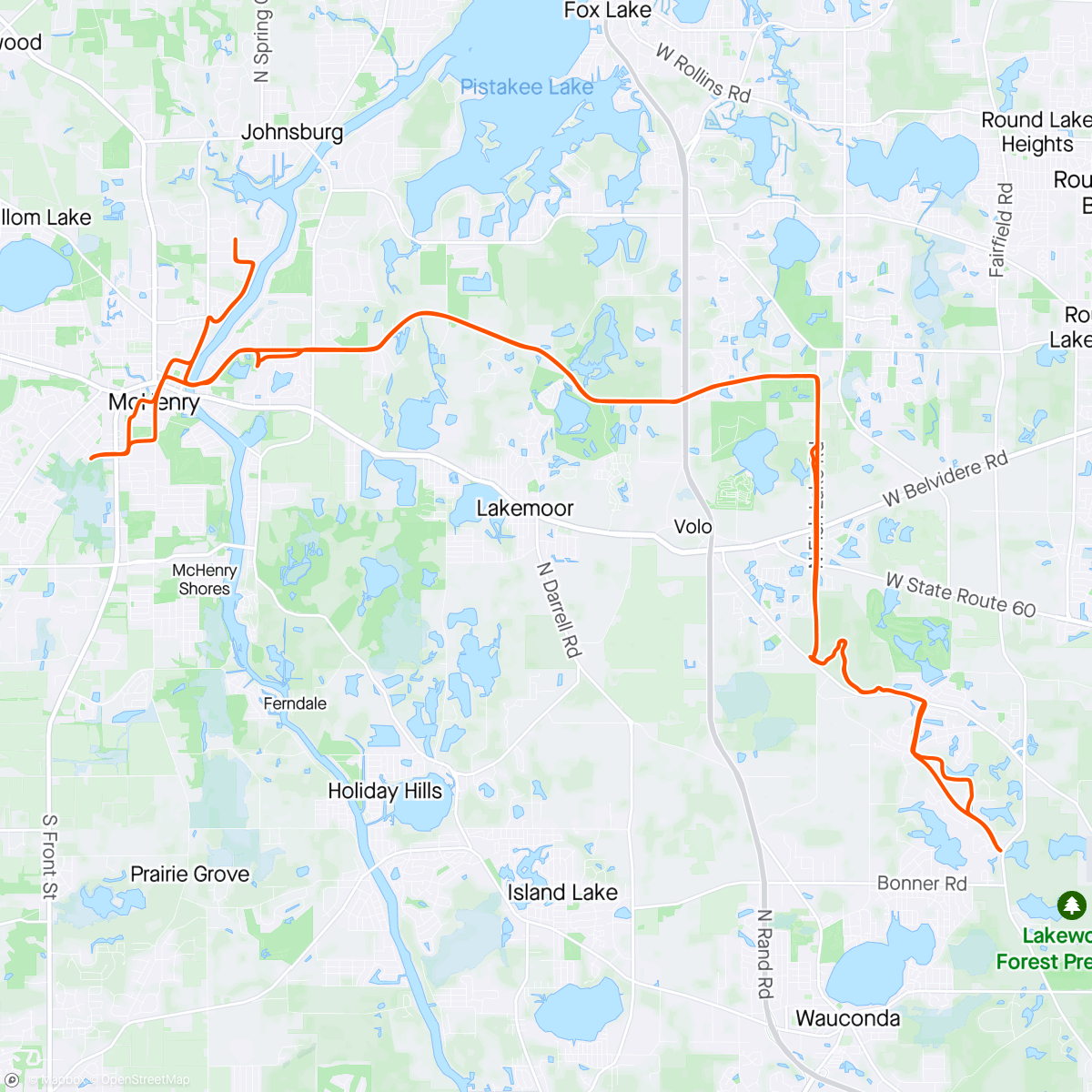 アクティビティ「Last ride in Illinois for maybe forever」の地図