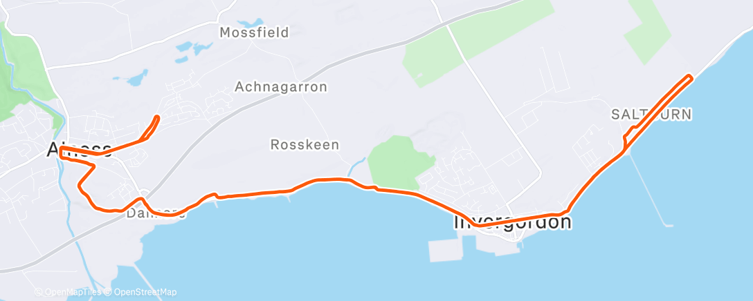 Map of the activity, InverG out and back