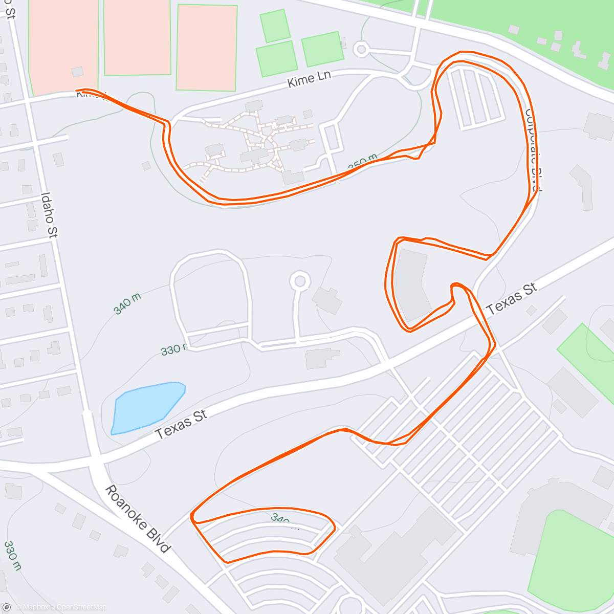 Map of the activity, Ran 2 walked 1