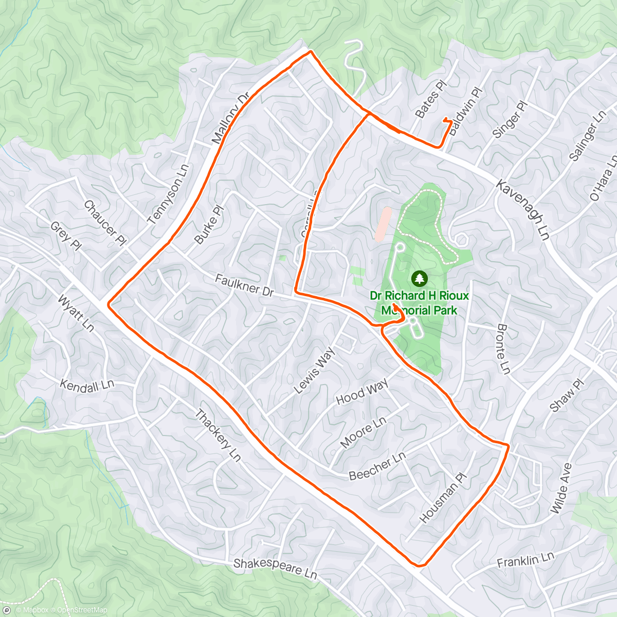 Map of the activity, Sunday morning walk