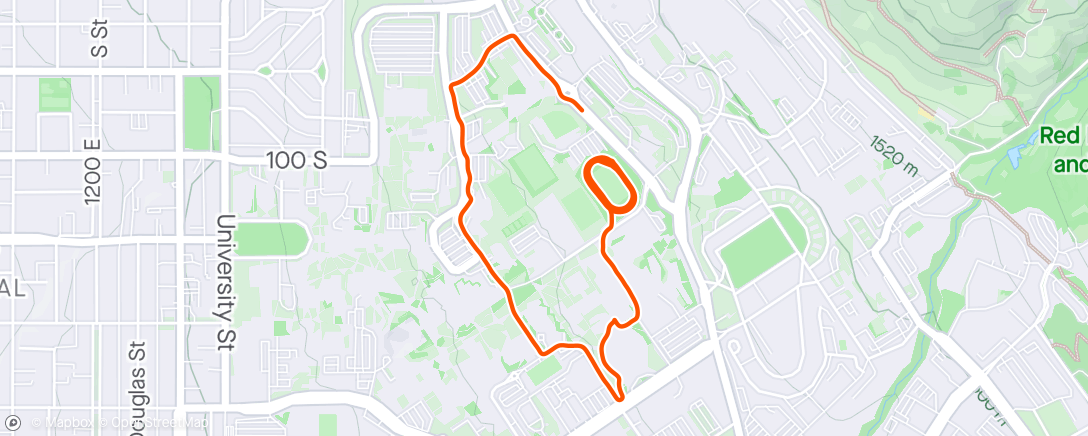 Map of the activity, 3x300, 4x500, 3x300 at 5k