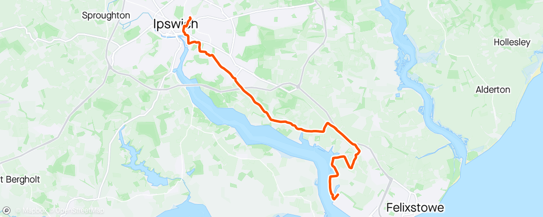 Map of the activity, Felixstowe off road loop pt1