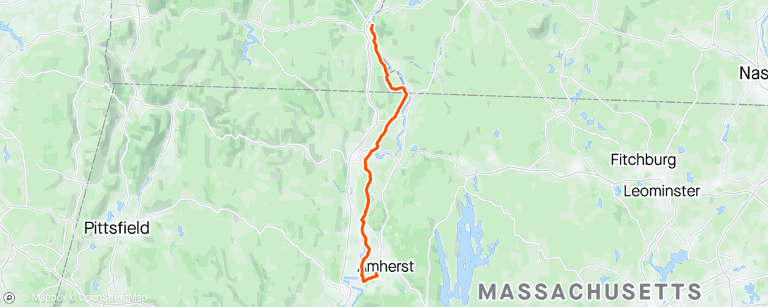 Map of the activity, Brattleboro to Hadley day 2