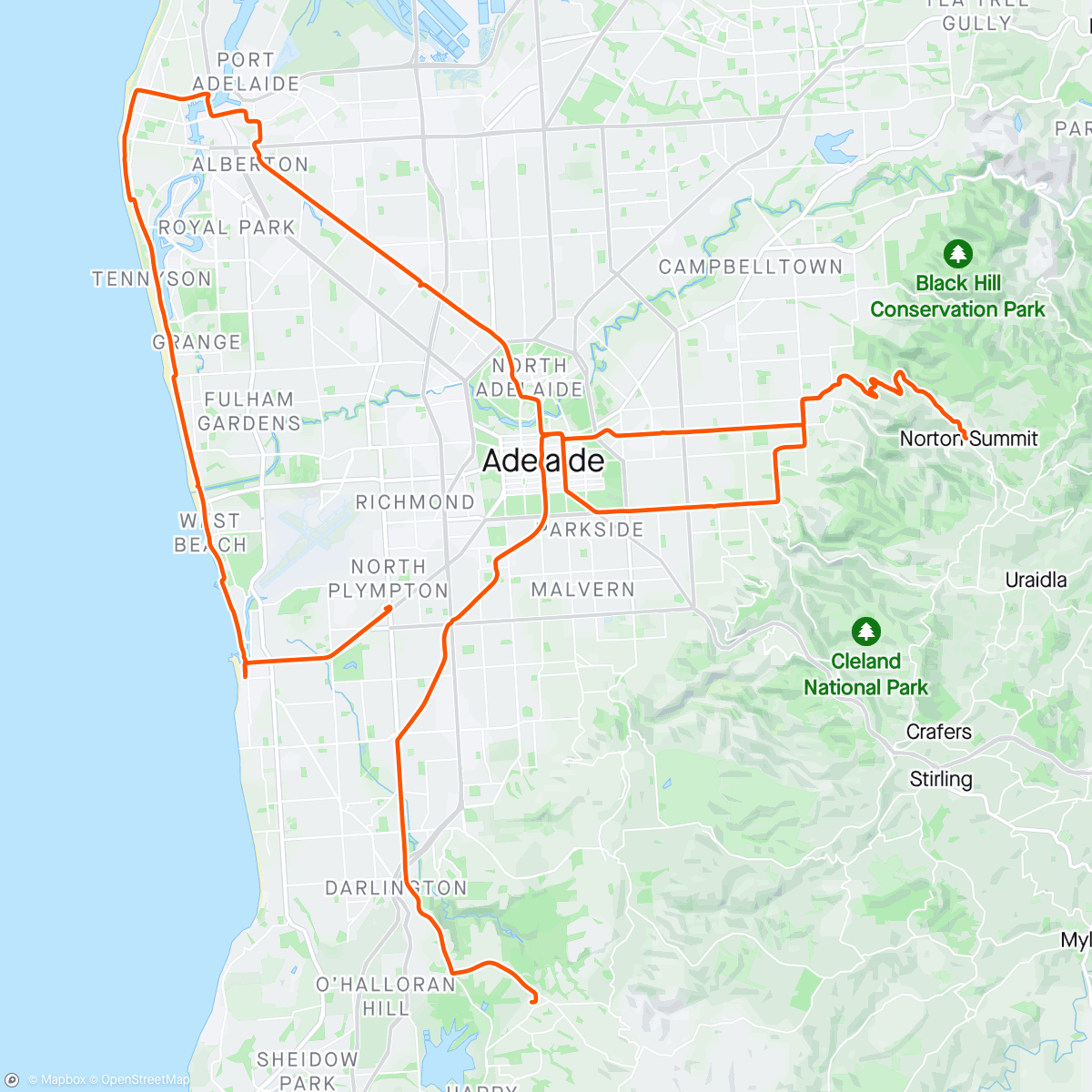 Map of the activity, Sadb Anzac Day Tradition Ride