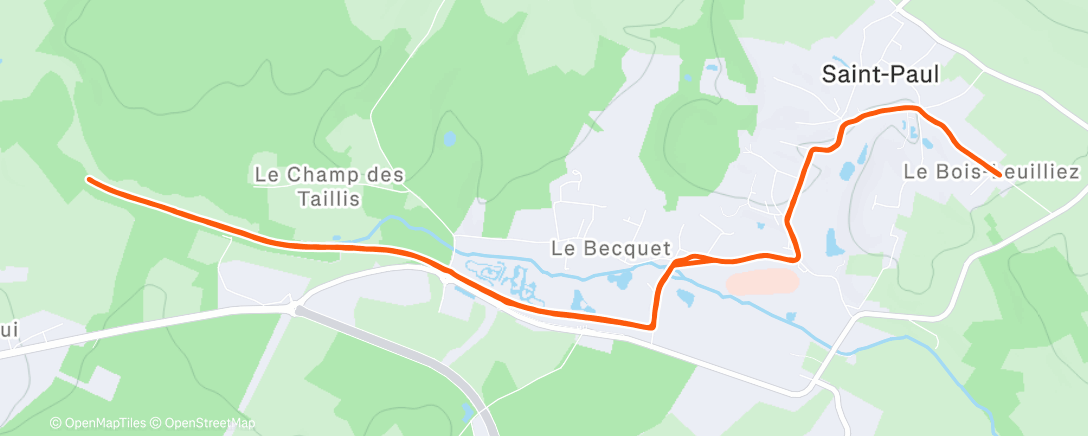 Map of the activity, Course à pied le matin