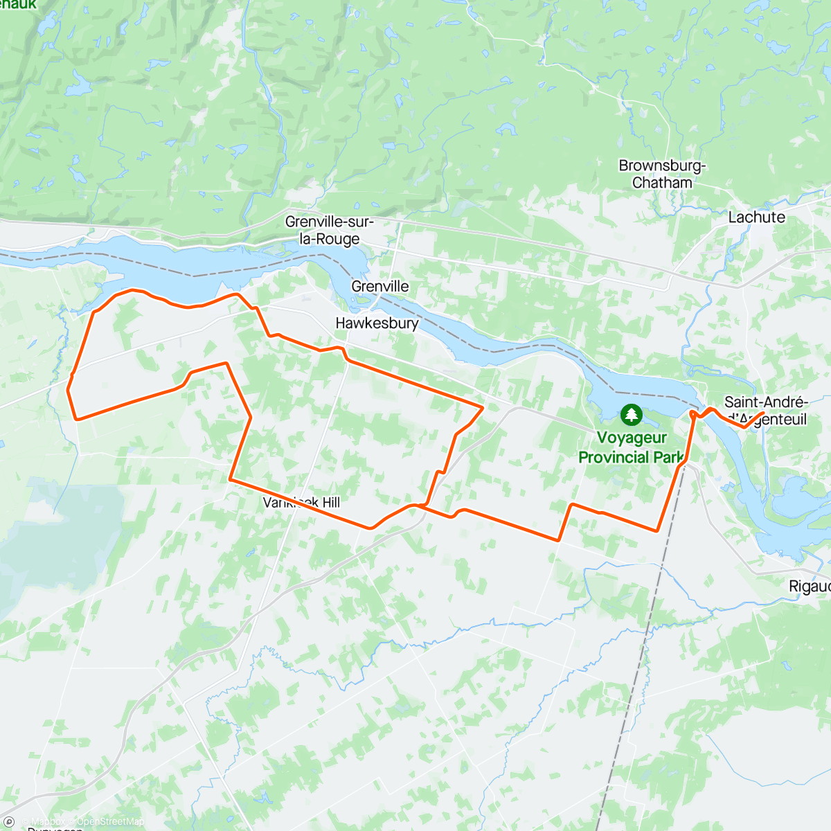 アクティビティ「Dimanche VP en Ontario 🚴‍♂️🚴‍♂️🚴‍♂️🚴‍♂️🚴‍♀️🚴‍♂️🚴‍♂️🚴‍♂️🚴‍♂️」の地図