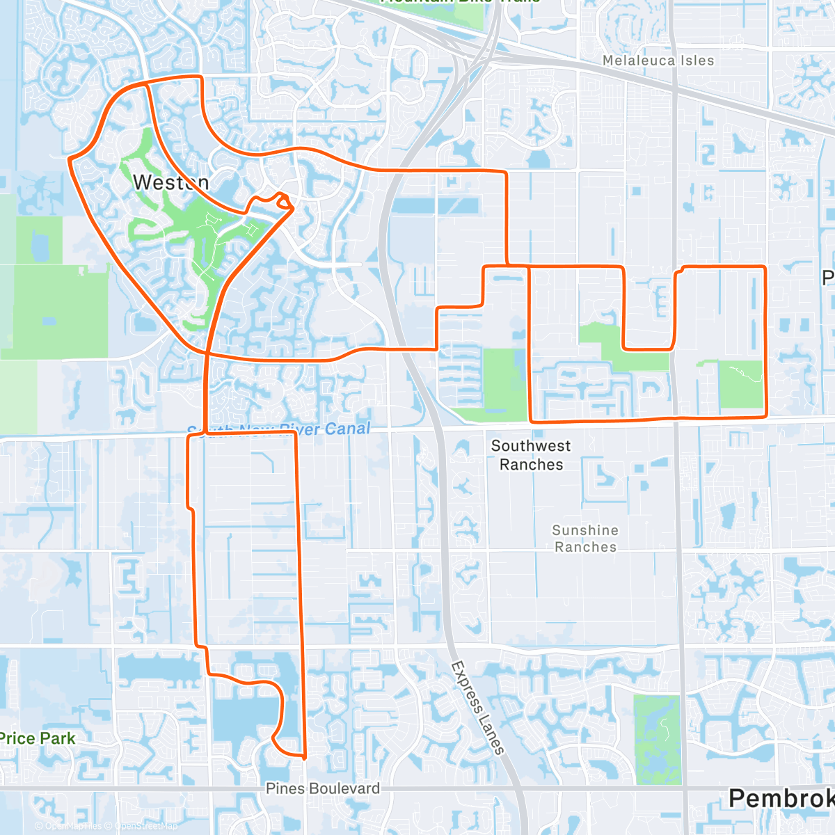 Map of the activity, Weston Riding with DCC Crew