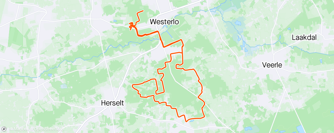 Map of the activity, Middagrit op mountainbike tijdens Westfit training Wout