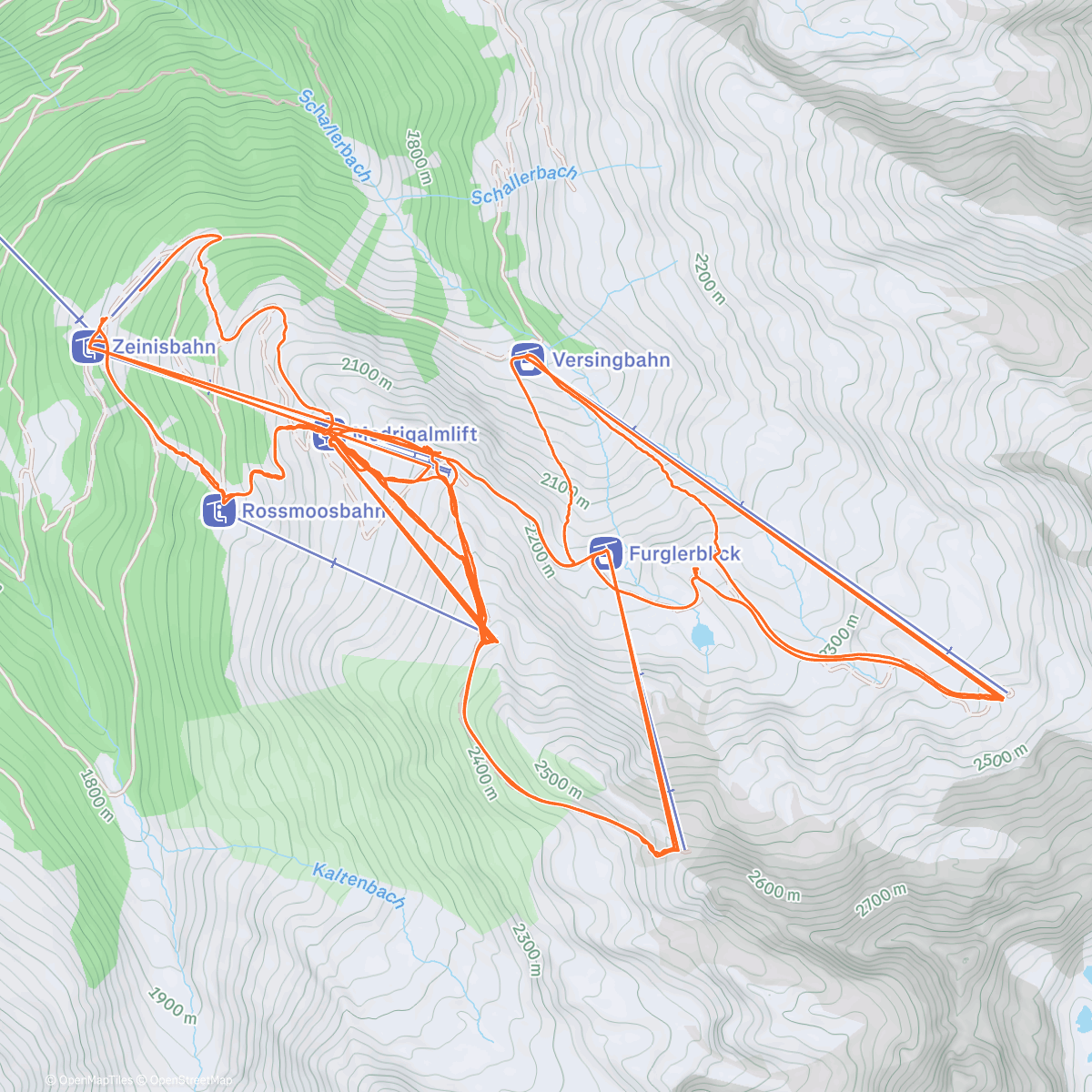Map of the activity, Skiabfahrt am Morgen