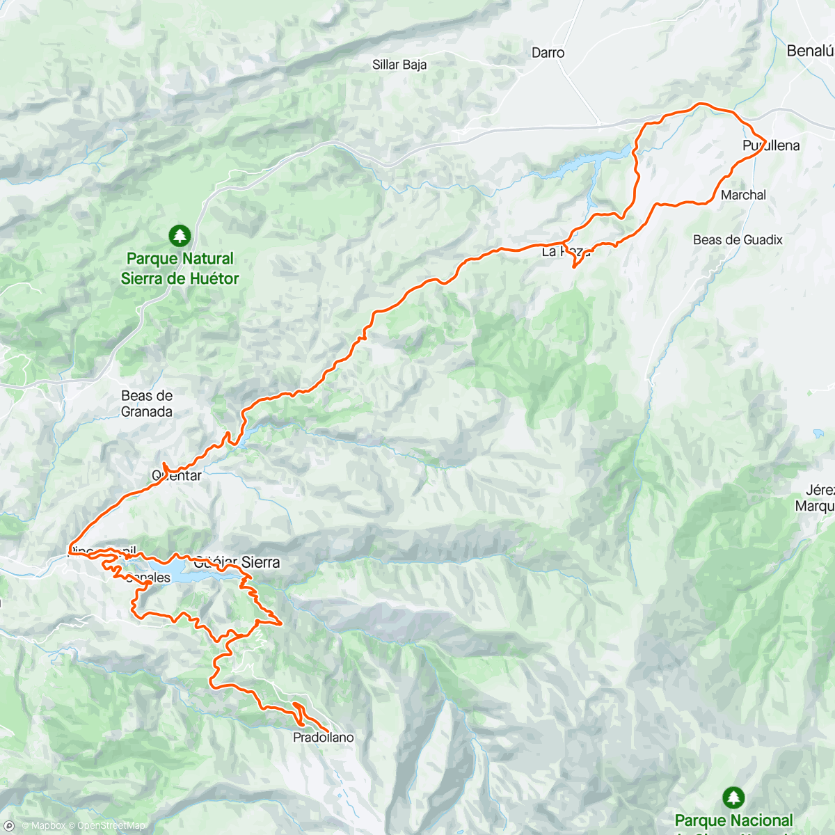 Map of the activity, Sierra Nevada #8 - back to La Peza