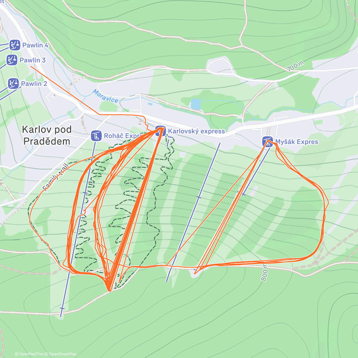 Map of the activity, Lunch Snowboard
