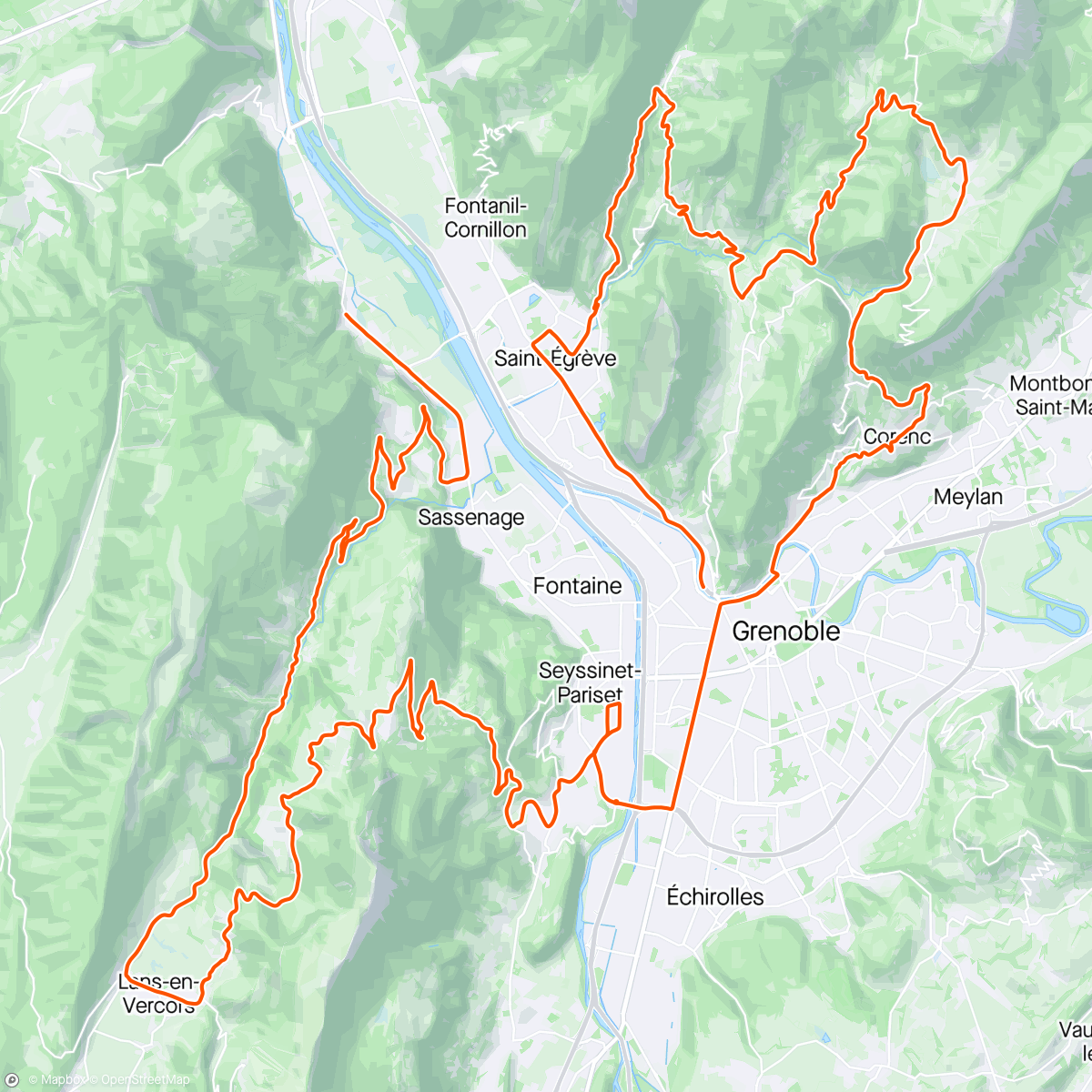 Map of the activity, Noyarey-Grenoble-Saint Egreve, RA, France