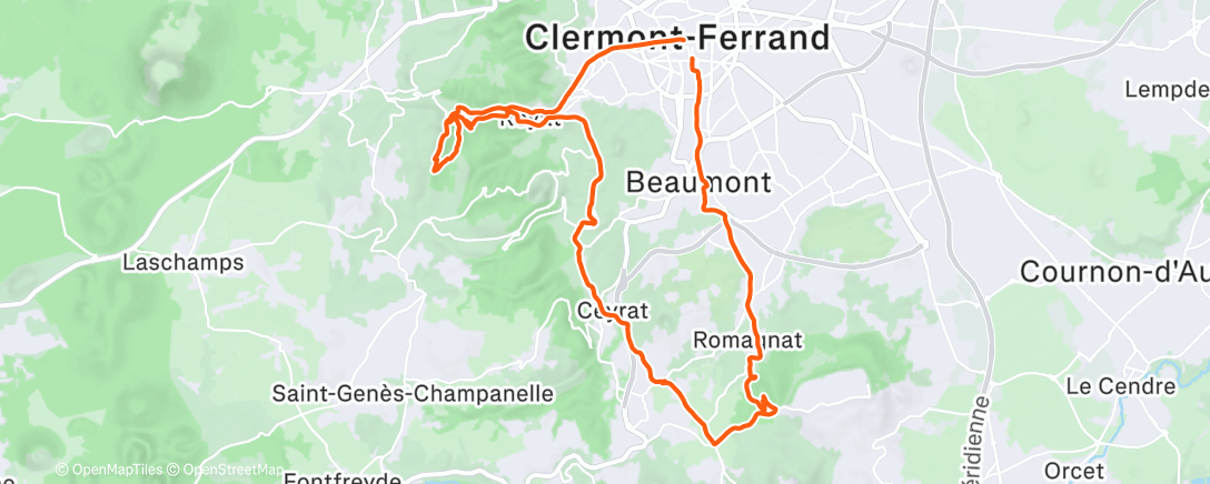 Map of the activity, Sortie VTT dans l'après-midi