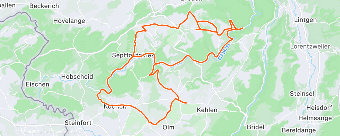 Map of the activity, Cycling