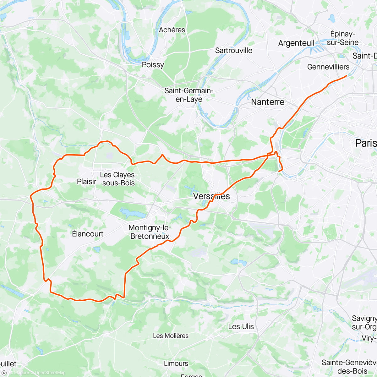Mapa da atividade, Sortie vélo le matin