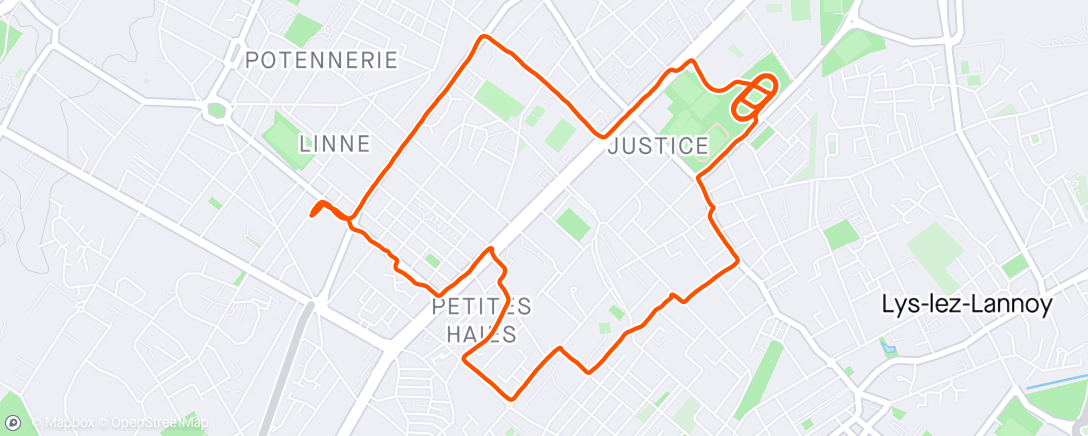 Karte der Aktivität „Roubaix-Sortie dont 5km Sub20 (avec Hocine)”