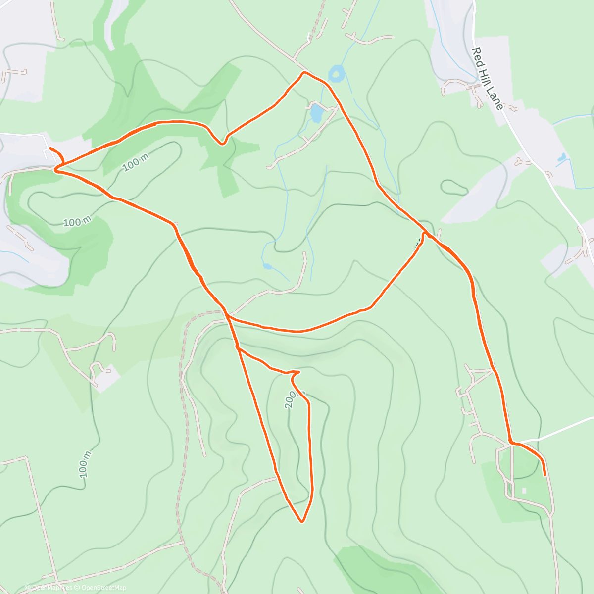 Map of the activity, Hilly trails