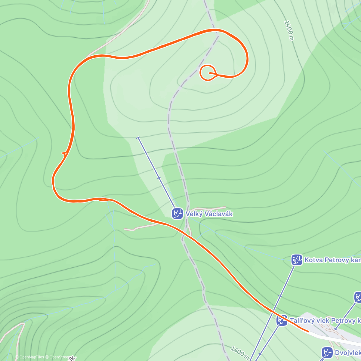 Map of the activity, Praděd Hike