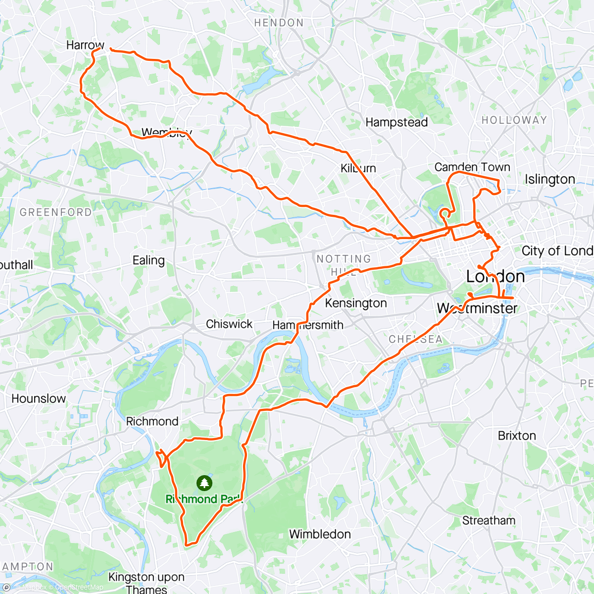 Map of the activity, Showing London To A Friend Visiting From Canada