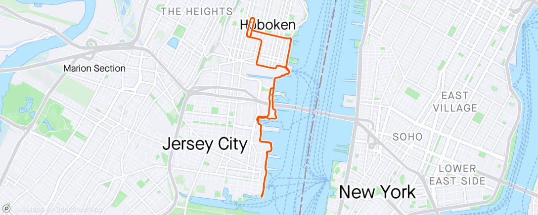 Карта физической активности (Hoboken / Jersey City)