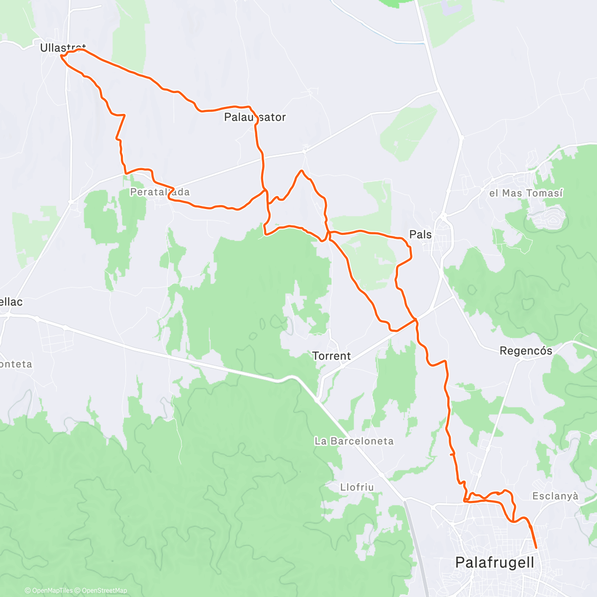 Map of the activity, Cycling