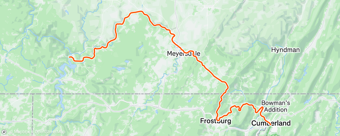 Map of the activity, Gap Trail Day 3 to Cumberland