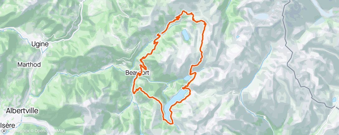 Map of the activity, Petit tour du Beaufortain en vtt